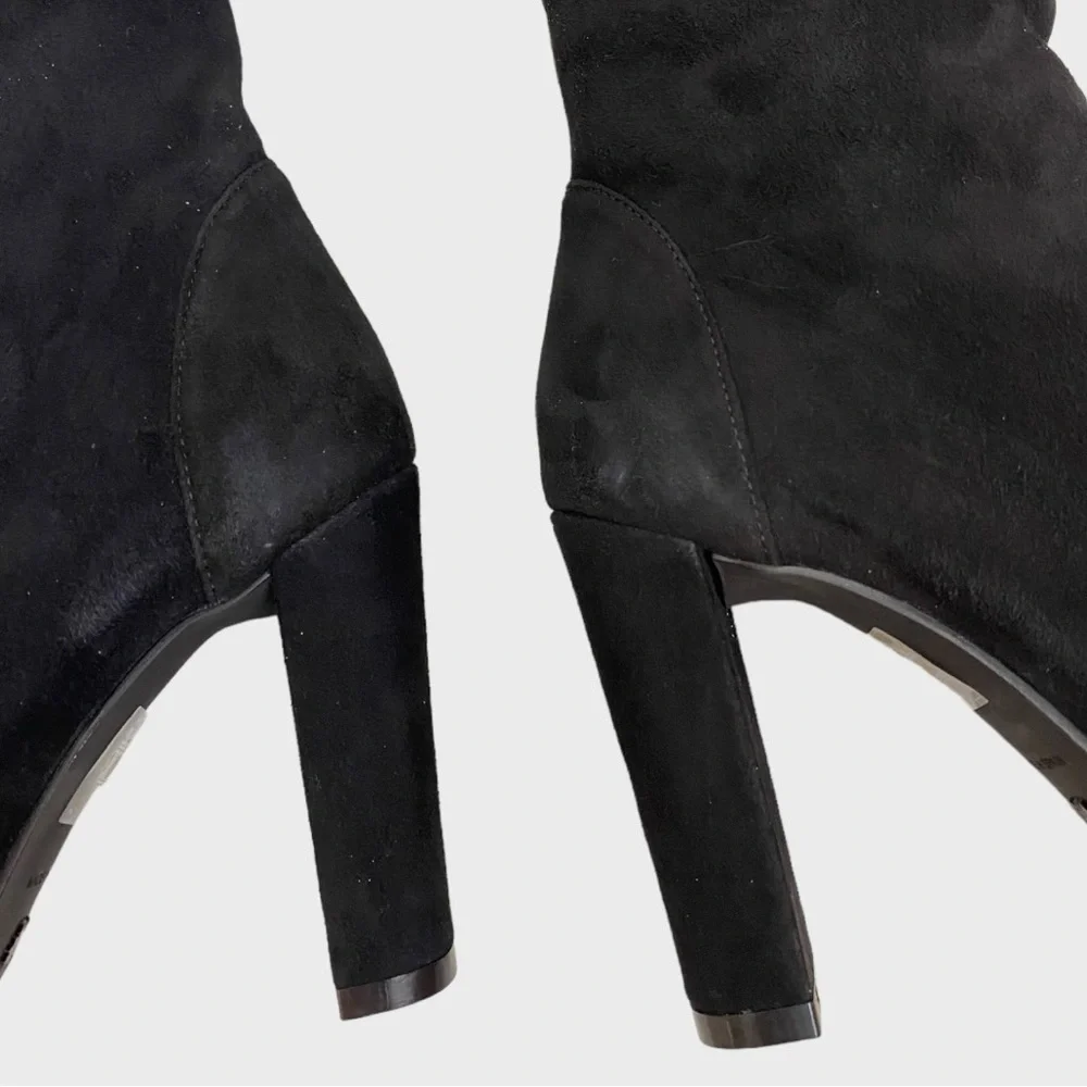 Stuart Weitzman Black Suede Leather Over the Knee Highland Boots Size 5.5